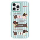 For iPhone 16 Pro Max Skin Feeling Jelly TPU Hybrid PC Phone Case(Striped Dachshund Light Green) - 1