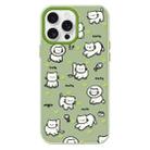 For iPhone 16 Pro Skin Feeling Jelly TPU Hybrid PC Phone Case(Green Heart Cat Green) - 1