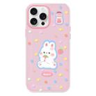 For iPhone 16 Pro Skin Feeling Jelly TPU Hybrid PC Phone Case(Polka Dot Rabbit Pink) - 1