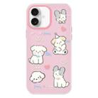 For iPhone 16 Plus Skin Feeling Jelly TPU Hybrid PC Phone Case(Love Puppy Pink) - 1