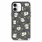 For iPhone 16 Plus Skin Feeling Jelly TPU Hybrid PC Phone Case(Green Heart Cat Black) - 1