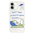 For iPhone 16 Plus Skin Feeling Jelly TPU Hybrid PC Phone Case(TV Dog Beige) - 1