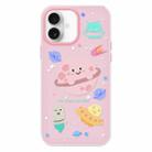 For iPhone 16 Plus Skin Feeling Jelly TPU Hybrid PC Phone Case(Planet Pink) - 1