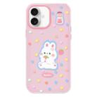 For iPhone 16 Plus Skin Feeling Jelly TPU Hybrid PC Phone Case(Polka Dot Rabbit Pink) - 1