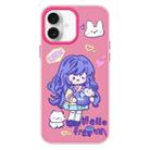 For iPhone 16 Plus Skin Feeling Jelly TPU Hybrid PC Phone Case(Purple Hair Girl Rose Red) - 1