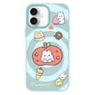 For iPhone 16 Plus Skin Feeling Jelly TPU Hybrid PC Phone Case(Apple Rabbit Yellow Light Green) - 1