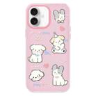 For iPhone 16 Skin Feeling Jelly TPU Hybrid PC Phone Case(Love Puppy Pink) - 1