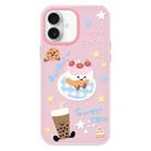 For iPhone 16 Skin Feeling Jelly TPU Hybrid PC Phone Case(Cake Pink) - 1