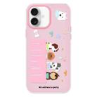 For iPhone 16 Skin Feeling Jelly TPU Hybrid PC Phone Case(Dog Party Pink) - 1