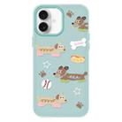 For iPhone 16 Skin Feeling Jelly TPU Hybrid PC Phone Case(Long Dog Light Green) - 1