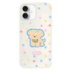 For iPhone 16 Skin Feeling Jelly TPU Hybrid PC Phone Case(Yellow Puppy White) - 1