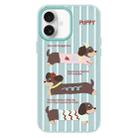 For iPhone 16 Skin Feeling Jelly TPU Hybrid PC Phone Case(Striped Dachshund Light Green) - 1