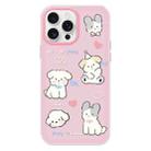 For iPhone 15 Pro Max Skin Feeling Jelly TPU Hybrid PC Phone Case(Love Puppy Pink) - 1