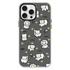 For iPhone 15 Pro Max Skin Feeling Jelly TPU Hybrid PC Phone Case(Green Heart Cat Black) - 1
