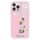 For iPhone 15 Pro Max Skin Feeling Jelly TPU Hybrid PC Phone Case(Dog Party Pink) - 1