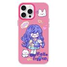 For iPhone 15 Pro Max Skin Feeling Jelly TPU Hybrid PC Phone Case(Purple Hair Girl Rose Red) - 1