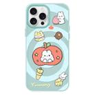 For iPhone 15 Pro Max Skin Feeling Jelly TPU Hybrid PC Phone Case(Apple Rabbit Yellow Light Green) - 1