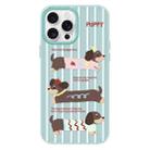 For iPhone 15 Pro Max Skin Feeling Jelly TPU Hybrid PC Phone Case(Striped Dachshund Light Green) - 1