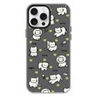 For iPhone 15 Pro Skin Feeling Jelly TPU Hybrid PC Phone Case(Green Heart Cat Black) - 1