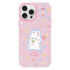 For iPhone 15 Pro Skin Feeling Jelly TPU Hybrid PC Phone Case(Polka Dot Rabbit Pink) - 1