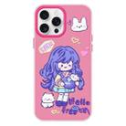 For iPhone 15 Pro Skin Feeling Jelly TPU Hybrid PC Phone Case(Purple Hair Girl Rose Red) - 1
