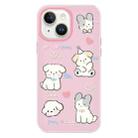 For iPhone 15 Plus Skin Feeling Jelly TPU Hybrid PC Phone Case(Love Puppy Pink) - 1