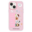 For iPhone 15 Plus Skin Feeling Jelly TPU Hybrid PC Phone Case(Dog Party Pink) - 1