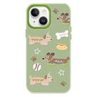 For iPhone 15 Plus Skin Feeling Jelly TPU Hybrid PC Phone Case(Long Dog Green) - 1