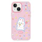 For iPhone 15 Plus Skin Feeling Jelly TPU Hybrid PC Phone Case(Polka Dot Rabbit Pink) - 1