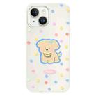 For iPhone 15 Plus Skin Feeling Jelly TPU Hybrid PC Phone Case(Yellow Puppy White) - 1