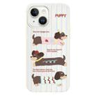 For iPhone 15 Plus Skin Feeling Jelly TPU Hybrid PC Phone Case(Striped Dachshund White) - 1