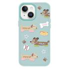 For iPhone 15 Skin Feeling Jelly TPU Hybrid PC Phone Case(Long Dog Light Green) - 1