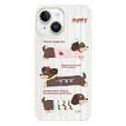 For iPhone 15 Skin Feeling Jelly TPU Hybrid PC Phone Case(Striped Dachshund White) - 1