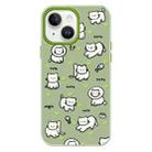 For iPhone 14 Plus Skin Feeling Jelly TPU Hybrid PC Phone Case(Green Heart Cat Green) - 1