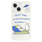 For iPhone 14 Plus Skin Feeling Jelly TPU Hybrid PC Phone Case(TV Dog Beige) - 1