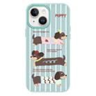 For iPhone 14 Plus Skin Feeling Jelly TPU Hybrid PC Phone Case(Striped Dachshund Light Green) - 1