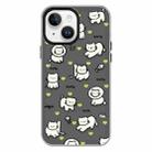 For iPhone 14 Skin Feeling Jelly TPU Hybrid PC Phone Case(Green Heart Cat Black) - 1