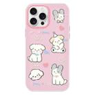 For iPhone 13 Pro Max Skin Feeling Jelly TPU Hybrid PC Phone Case(Love Puppy Pink) - 1