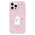 For iPhone 13 Pro Max Skin Feeling Jelly TPU Hybrid PC Phone Case(Polka Dot Rabbit Pink) - 1