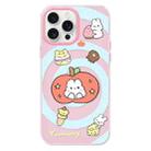 For iPhone 13 Pro Max Skin Feeling Jelly TPU Hybrid PC Phone Case(Apple Rabbit Yellow Word Pink) - 1