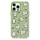 For iPhone 13 Pro Skin Feeling Jelly TPU Hybrid PC Phone Case(Green Heart Cat Green) - 1