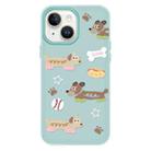 For iPhone 13 Skin Feeling Jelly TPU Hybrid PC Phone Case(Long Dog Light Green) - 1