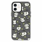 For iPhone 12 Skin Feeling Jelly TPU Hybrid PC Phone Case(Green Heart Cat Black) - 1