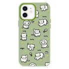 For iPhone 12 Skin Feeling Jelly TPU Hybrid PC Phone Case(Green Heart Cat Green) - 1