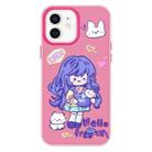 For iPhone 12 Skin Feeling Jelly TPU Hybrid PC Phone Case(Purple Hair Girl Rose Red) - 1