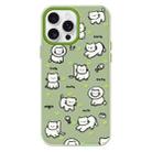 For iPhone 11 Pro Max Skin Feeling Jelly TPU Hybrid PC Phone Case(Green Heart Cat Green) - 1