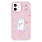 For iPhone 11 Skin Feeling Jelly TPU Hybrid PC Phone Case(Polka Dot Rabbit Pink) - 1