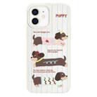 For iPhone 11 Skin Feeling Jelly TPU Hybrid PC Phone Case(Striped Dachshund White) - 1