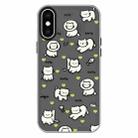 For iPhone X / XS Skin Feeling Jelly TPU Hybrid PC Phone Case(Green Heart Cat Black) - 1