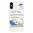 For iPhone X / XS Skin Feeling Jelly TPU Hybrid PC Phone Case(TV Dog Beige) - 1